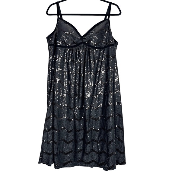 Lia Lee Black Sequin Dress Women's Plus 2X Sleeveless Cocktail Party - Picture 1 of 16